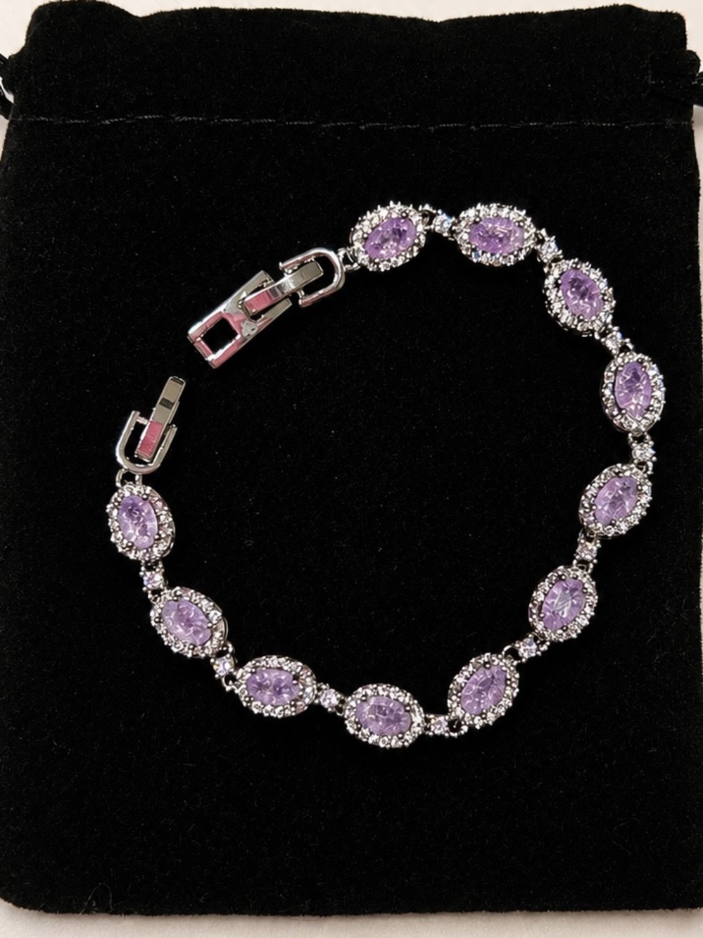 Elegant Purple Crystal Tennis Bracelet - Women Jewelry